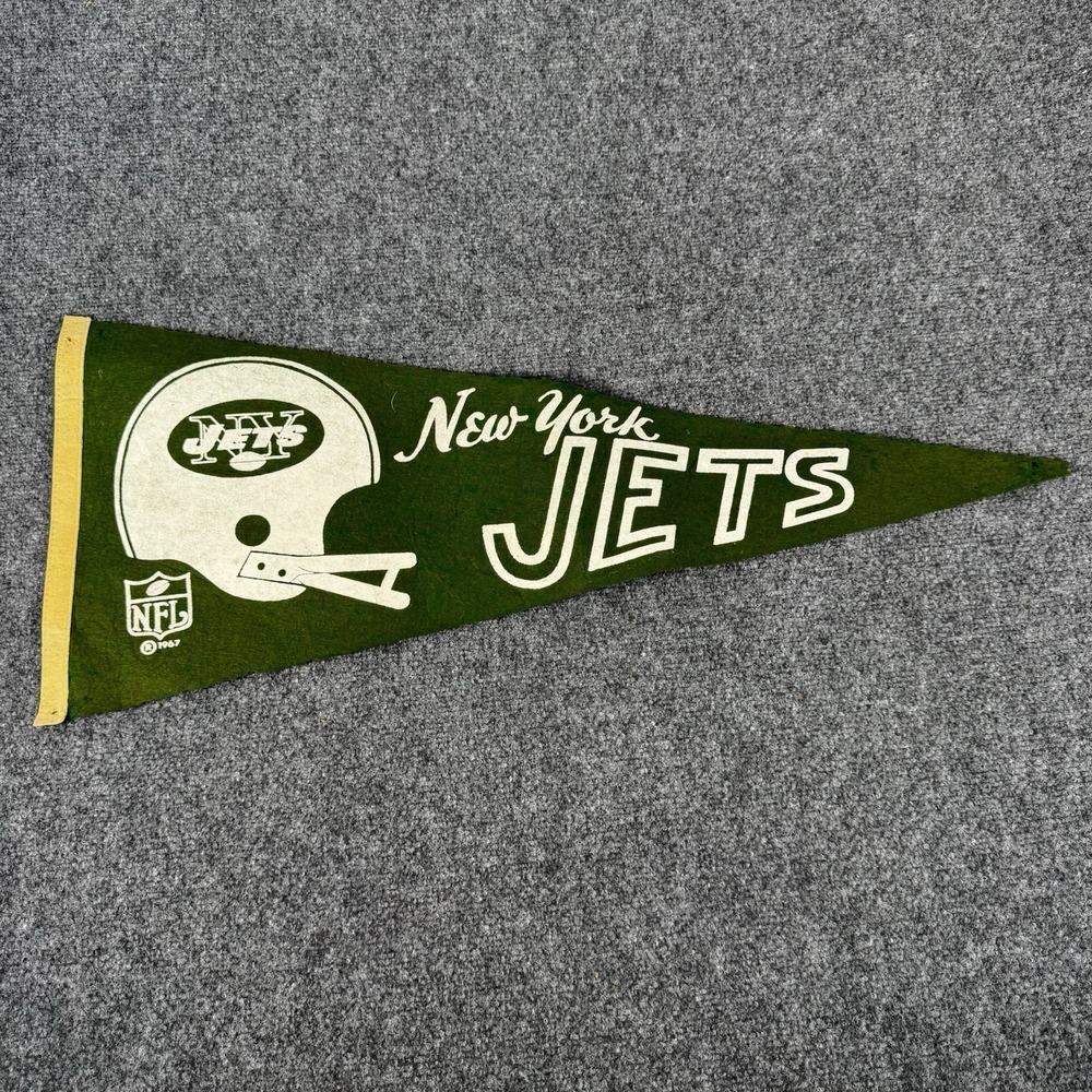 Vintage 1967 New York Jets Felt Pennant 1-Bar Helmet Logo NFL AFL Full Size